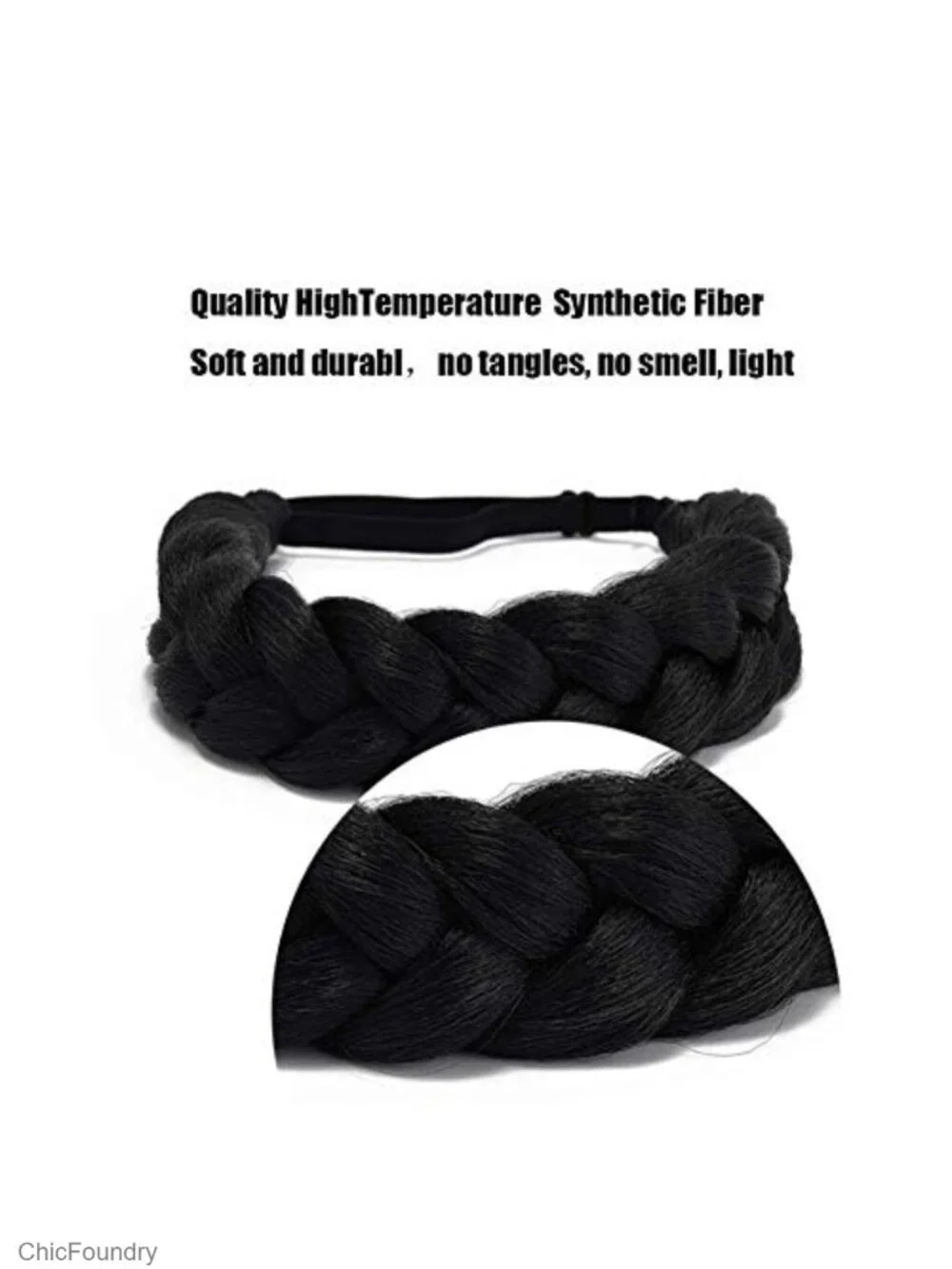 Classic Chunky Braided Headband Stretch Elastic Synthetic Fiber Hairpiece